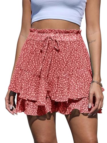 Yutdeng Shorts Damen Sommer Lässig Rock mit Hose Drunter Boho Chiffon Shorts Leicht Hosenrock Kurze Hose Elastische Tail...