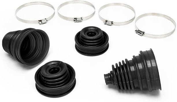 4pcs Universal Silicone Tool CV Joint Boot Kit Drive Shaft Silicone Constant Velocity Dust Cover CV Boot Replacement Silicone Telescopic Sleeve with 12 Clips Black