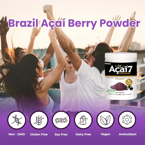 Acai7 Acai Berry Powder 4x Extra Strength - 4,000mg QCE per Scoop (124 Servings) - Provides Antioxidants, Non-GMO, Vegan, Gluten-free, Dairy-free, Soy-free, No Sugar (124g) - Image 3