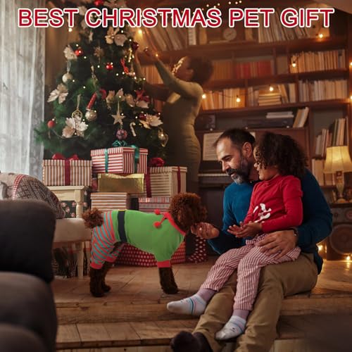 Image of Mihachi Christmas Dog Pajamas, Pet Costume Elf Dog Costume Clothes for Small Large Soft Pet Pjs Winter Warm Jammies, Stretchy Elf Clown Apparel for Puppy Christmas Party Supplies, Green SM