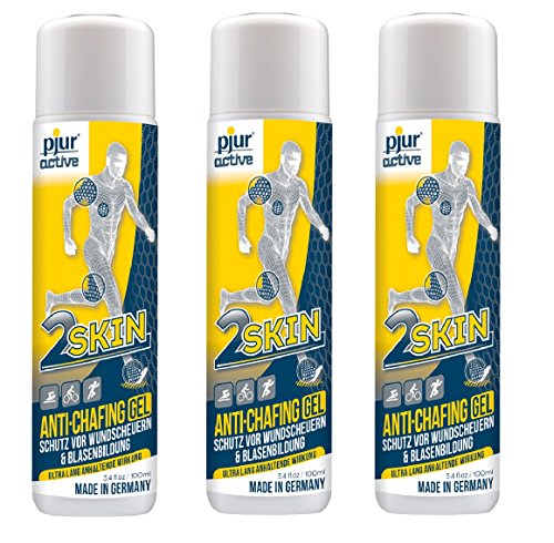 pjuractive 2SKIN - Anti-Chafing-Gel - No más apósitos ni rozaduras - protector cutáneo invisible e impermeable - 100ml (Pack de 3)