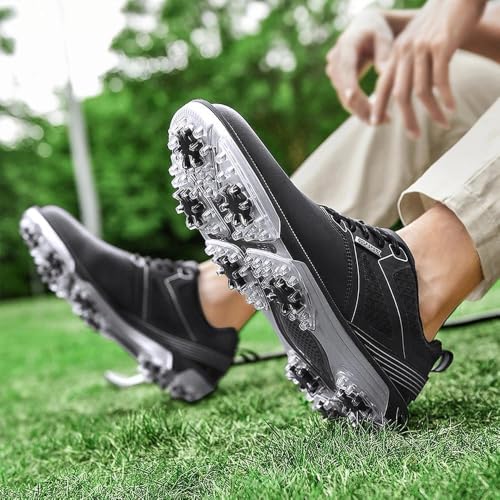 Image of ULTIANT Men's Golf Shoes Fixed Nailless Sole Waterproof Lightweight No-Slip Walking Shoes Size7.5-14