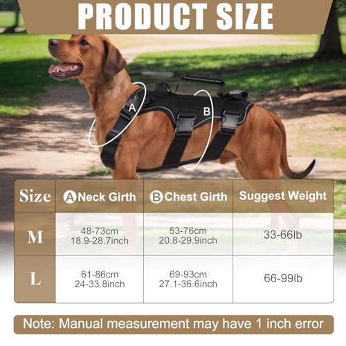 Mapille Hundegeschirr mit Leine,Hundegeschirr mit Griff,mit 3 Griffe und 3 D-Ringen,Reflektierend Atmungsaktiv,Brustgeschirr Hund,für Mittelgroße Große Hunde(M)