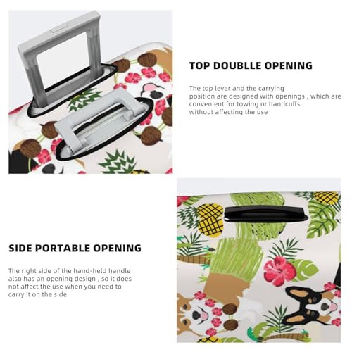 Tropical Flower And Corgi Print Suitcase Cover Luggage Protector Washable Elastic Fashionable Travel Gear Cover4
