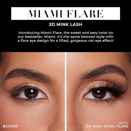 Lilly Lashes Miami Flare 3D Mink Lashes, Mink Eyelashes, The Original Lilly Lash For Wispy & Natural Look, Reusable Eyelashes up to 25x, Fluffy Lashes, Strip Lashes, Lash Glue not Included - Image 4