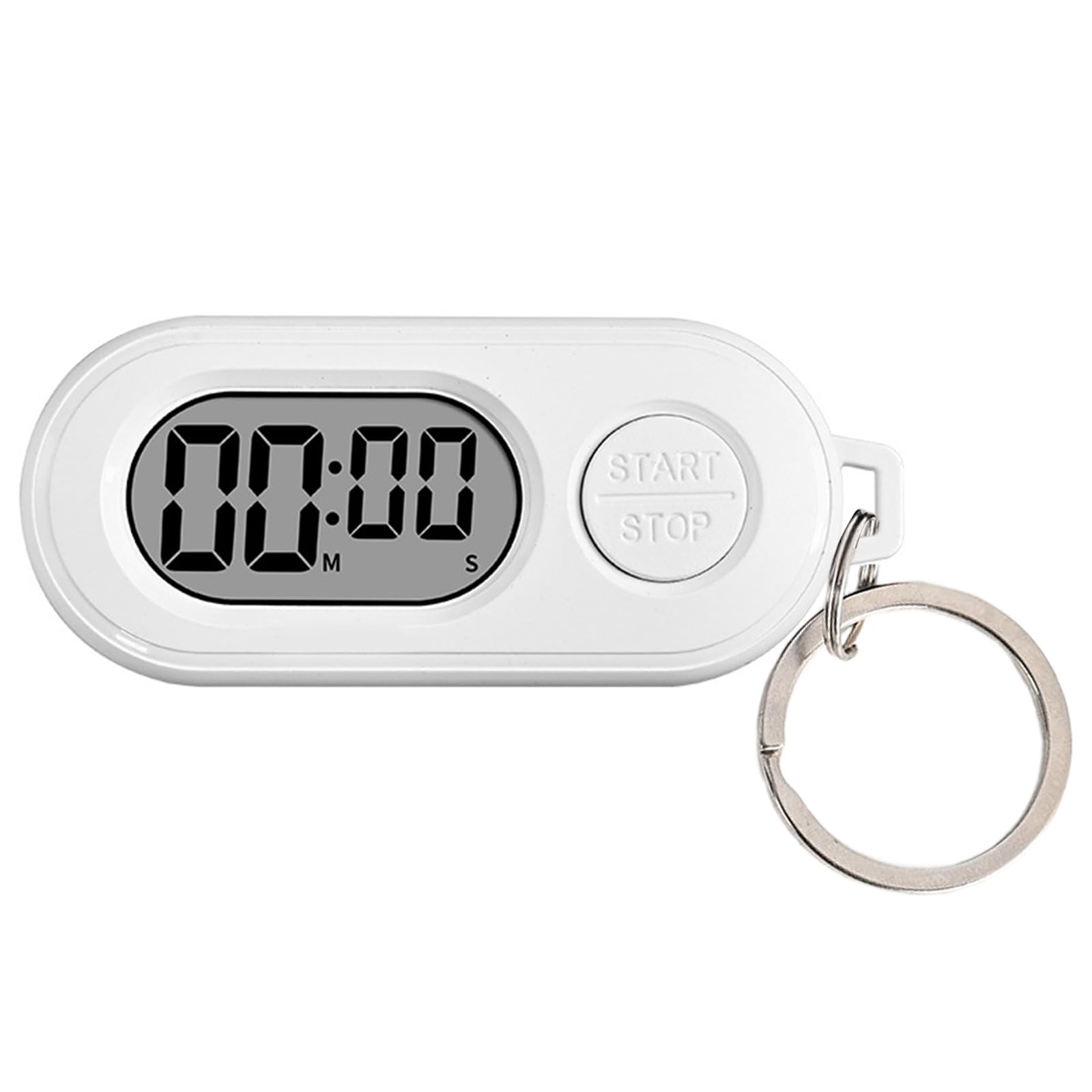 Tertioi White Keychain Timer Accurate Countdown Feature Digital Screen Cooking Exercise Second Management Small Keychain Timer