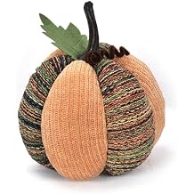 Handmade Knitted Pumpkins 7inch Fabric Wrapped Fall Harvest Pumpkin Artificial Crocheted Pumpkins for Kitchen Farmhouse Thanksgiving Holiday Festive Embellishing and Displaying Brown