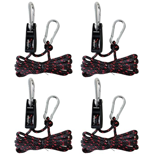 NONGKANG Ratchet Tie Down Straps, 1/4' (6mm) Adjustable Rope Hangers(4pcs, 12ft/Pack), Suitable for...