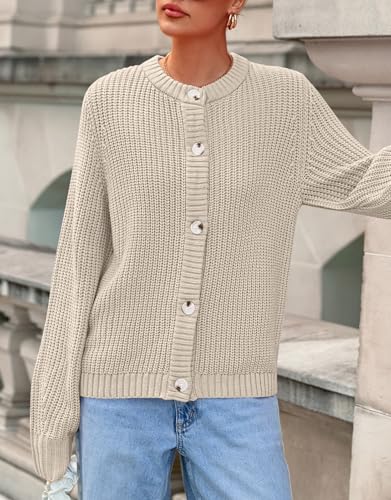 PRETTYGARDEN Womens Fall Cardigan Sweaters Crewneck Long Sleeve Button Open Front Knit Sweater Women Oversized Cardigans4