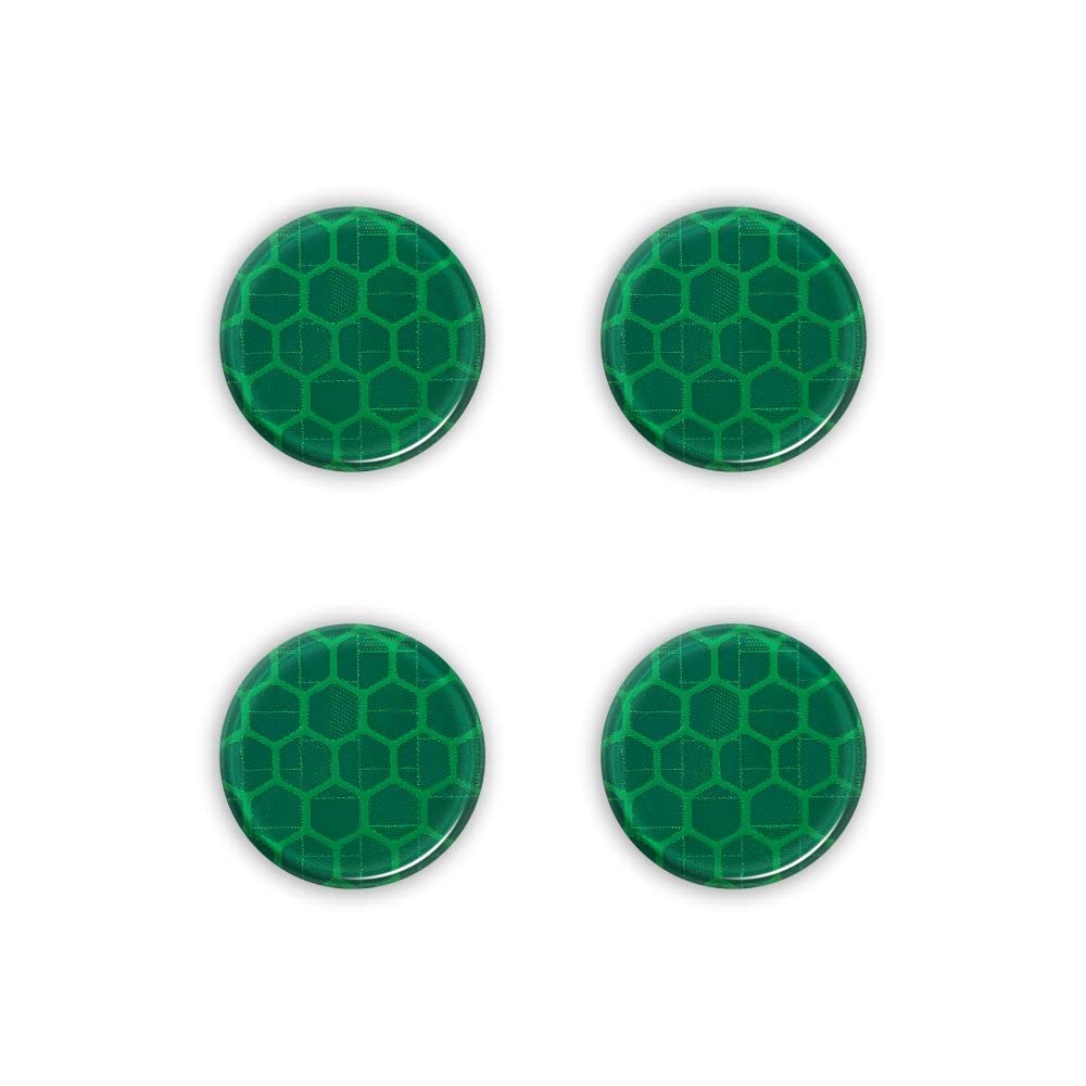 3D Diamond Refractive Stickers Circles, Green, Set of 4