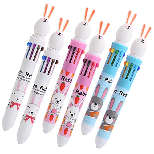NUOBESTY 6 adet tavşan renkli kalem, siyah kalemler, okul için kalemler, yazı gereçleri, yazı tahtası, ev için, çok fonksiyonlu, çok renkli kalem, plastik