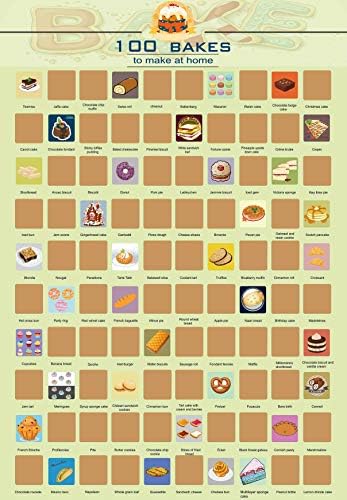 100 Baking Scratch off Poster – High Baking of All Time Bucket Record (16.5″ x 23.4″)