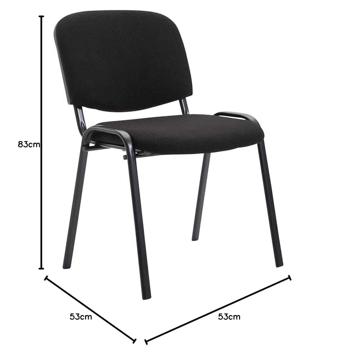 CLP Lot de 12 Chaises Visiteur Empilable Ken Tissu I Chaise De Reception Confortable avec Dossier Pieds en Métal Robuste I Couleur:, Couleur:Noir