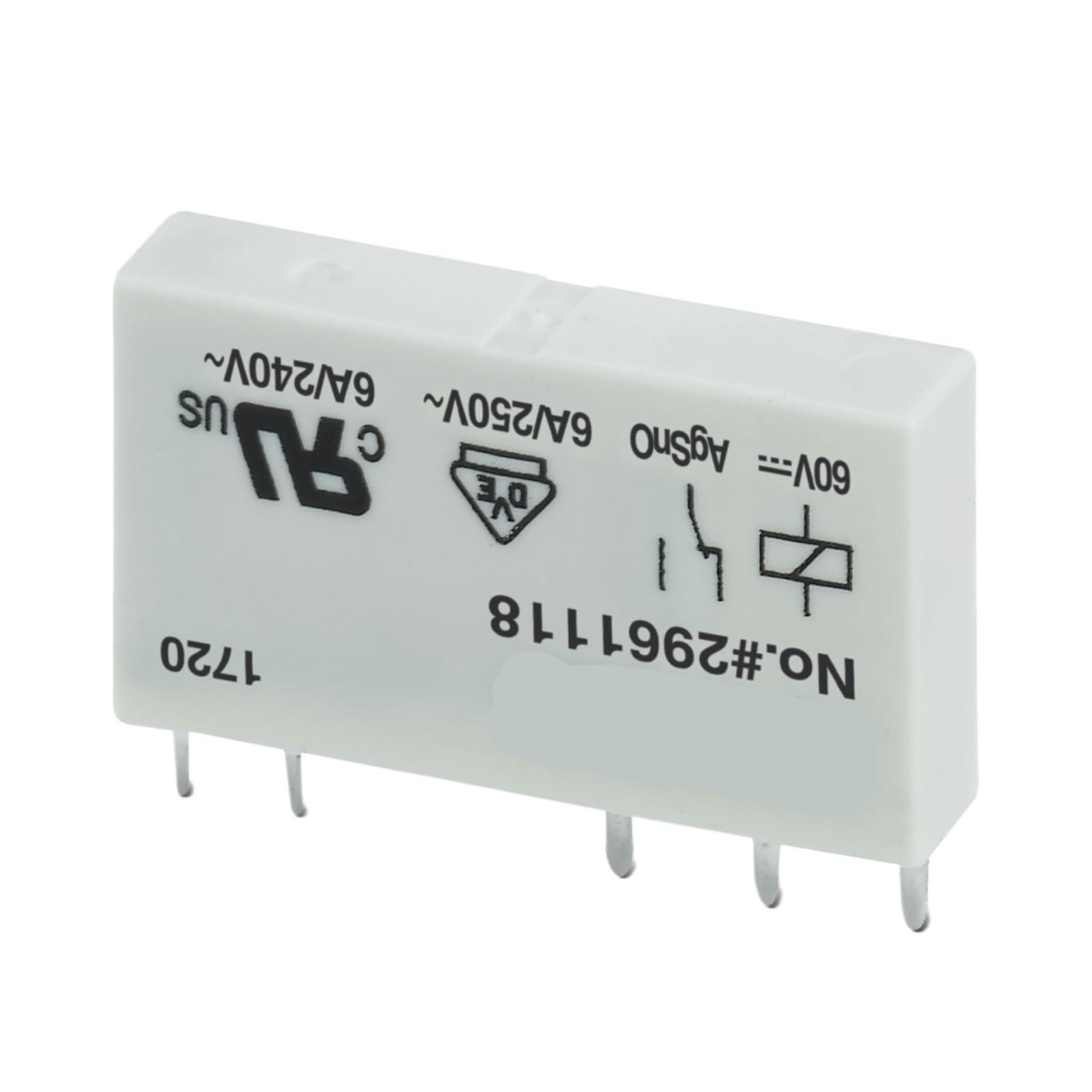 ZVQYSGIW 10pcs REL-MR-60DC/21 2961118 1NO+1NC | 60VDC | 6A Plug-in miniature power relay