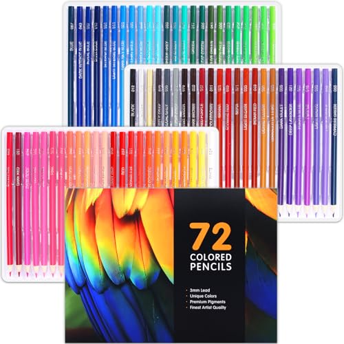 Cozii 72 Buntstifte Set, Professionelles Buntstifte, Bundstifteset Perfekt für Erwachsene und Künstler zum Skizzieren, Schattieren und Kritzeln (72)