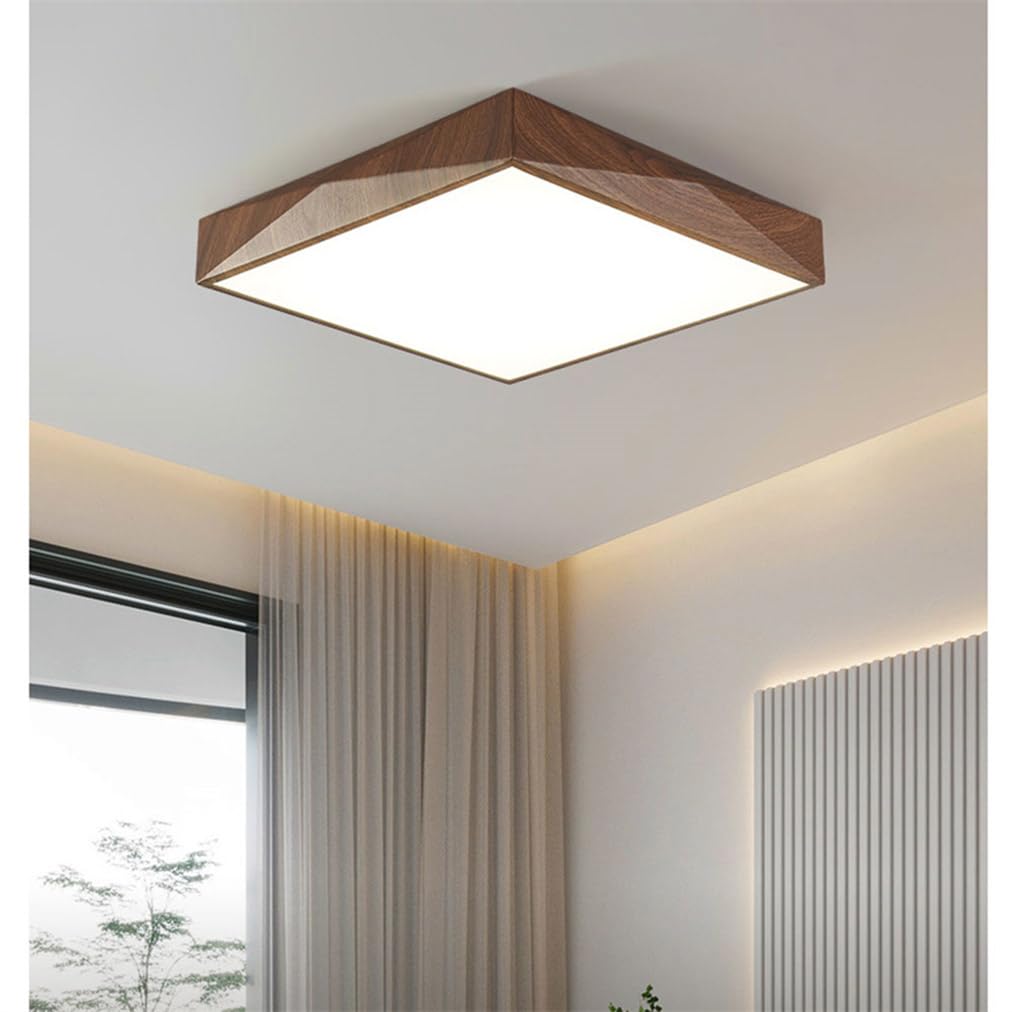 Plafonnier LED Encastré Avec Abat-jour En Similibois, Luminaire Carré En Acrylique, 1 Lot De 55 Cm, 48 W, Intensité Variable Et 3 000 K, 4 500 K, 6 000 K, 3 Couleurs Au Choix, Pour Cuisine