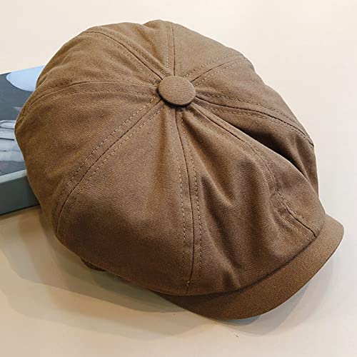Ebricon QBA220707-7E45B5-963-55C-L British Style Newsboy Hats For Men Male Spring Summer Vintage Octagonal Flat Cap Ivy Caps Cabbie Driver Beret Coffee thumb #1