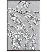 Slyart White Textured Wall Art, Hand Painted Canvas Abstract Wall Art Framed, 3D Minimalist White...