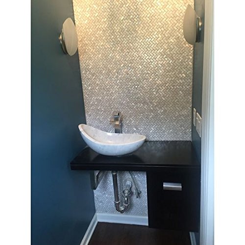 Vogue Tile Genuine Mother of Pearl Oyster Herringbone Shell Mosaic Tile for Kitchen Backsplashes, Bathroom Walls, Spas, Pools (Pack of 5 Sheets)