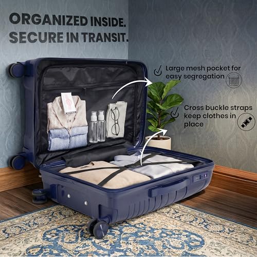 Image of AMERICAN TRAVELLER New York Trolley Bag | Durable Hard Shell | Durable Hard Shell , TSA Type Lock , Spinner Trolley Luggage, 360 Disc Spinner Wheels
