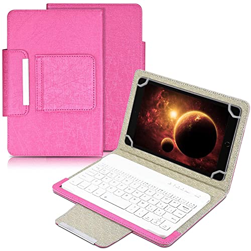 ▶ Cover per tastiera Bluetooth per tablet: la cover per tastiera è appositamente progettata per tablet da 7-8 pollici, completamente compatibile con Windows Tabs, Apple iPad e tablet Android. La custodia in pelle protegge il tuo tablet da graffi e cadute.