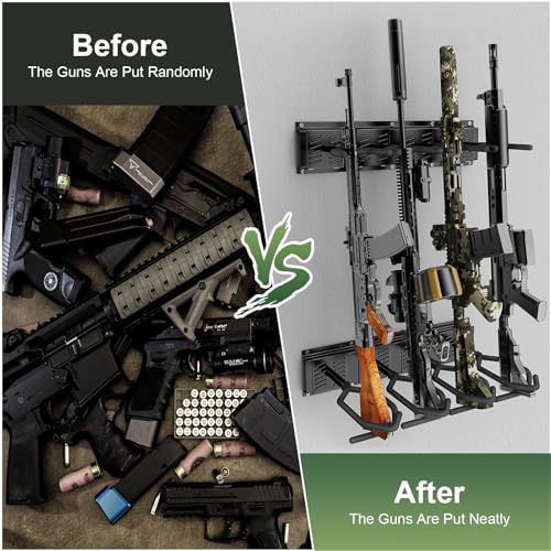JBBTOOL Gun Rack Wall Mount, Adjustable Gun Rack for Wall, Heavy Duty Steel Indoor Gun Racks Hold up to 230 Lbs, Gun Wall Mount Display with Soft Padding