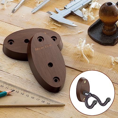 Image of New Bee Ukulele Wall Mount, Guitar Wall Mount Hanger Hook Holder Stand Bracket with Screw Fits All Size Bass Mandolin Banjo (Wood, 3)