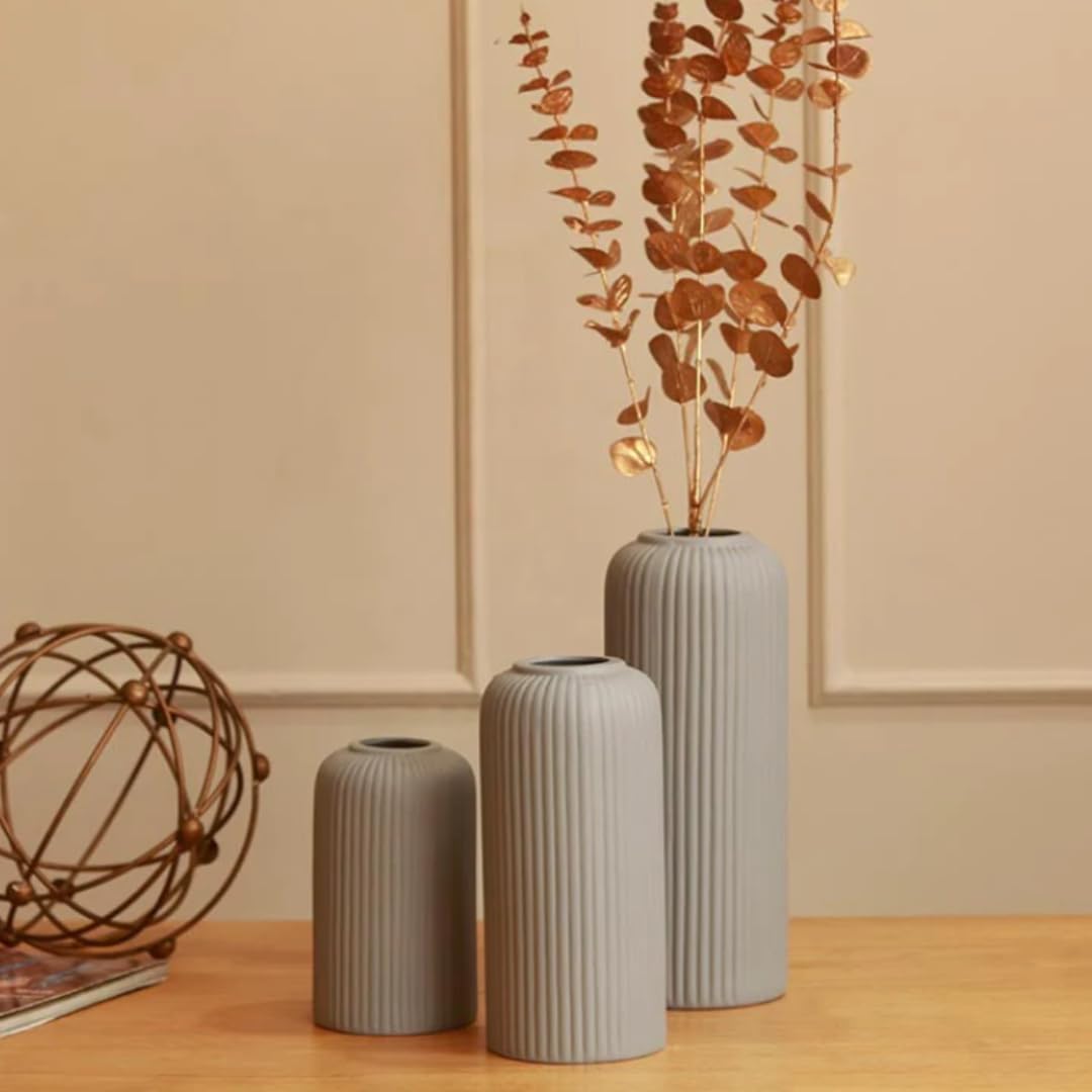 KREATIVE ART’S Grey Flower Vase for Home Decoration, Ceramic Vases for Home Decor, Home Decor Items for Living Room,(Grey Vases -Set of 3 pcs) (B0CLYQJZ25) Amazon Price History, Amazon Price Tracker