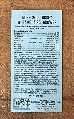Homestead Harvest Non-GMO Turkey & Game Bird Grower 24% for Growing Turkeys, Peacocks, guineas, and Pheasants - 40 lb - Thumbnail 4