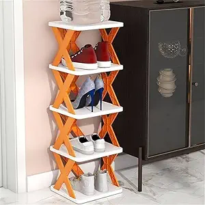 SEVIA 5 Layer Shoe Rack Plastic Shoe Stand Storage Organizer Shoe Cabinet Durable Plastic Portable Shoe Rack Shoe Organiser Books Rack, Toys Rack Compact Space for Home Office