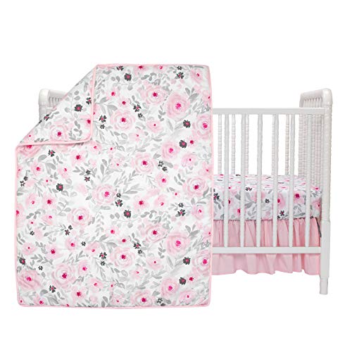 Bedtime Originals Blossom Pink Watercolor Floral 3-Piece Baby Crib Bedding Set #TOP1