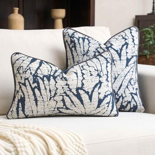 Housses de coussin en polyester bleu et blanc douces de style bohème