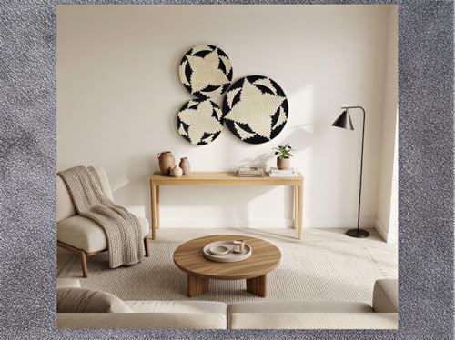Handwoven African Wall Baskets, Black and Natural, Decorative Woven Wall