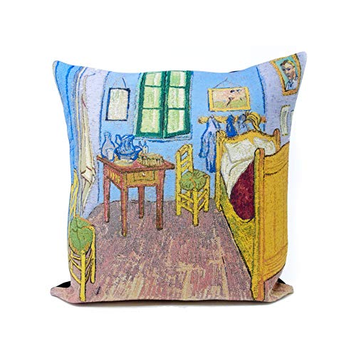 Musart Decorative Square Throw Pillow Case Cushion Cover Jacquard Weave Fabric Premium Cushions For Sofa Or Bedroom 18 X 18 Inches Vincent Van Gogh Bedroom In Arles 1888 Made In France #TOP6