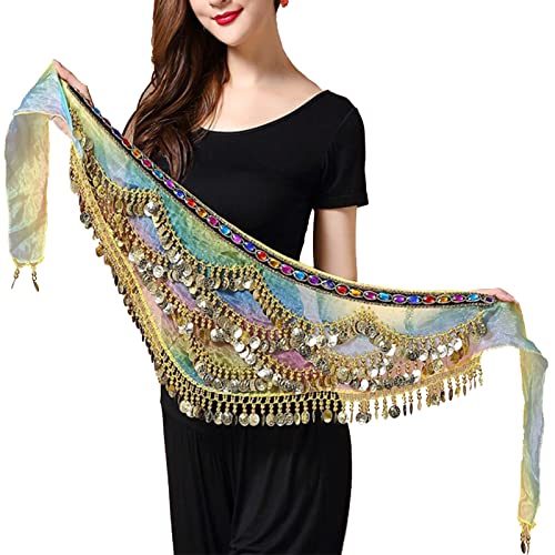 Floatdream Bauchtanz-Hüftschal, Bauchtanz-Hüftschal für Frauen, Bauchtanzgürtel Bel, für in Bühnenaufführungen, Geburtstagsaufführungen, Partyaufführungen (Bunt) Cover