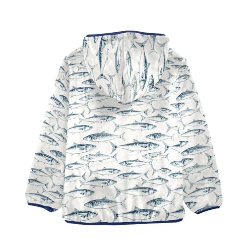 Mackerel Fishes Girls Fleece Jacket Girls Fall Jacket Girls Zip Up Hoodie Girls Sherpa Jacket 2-10T2