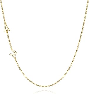 Sideways Two Initial Necklaces for Women - Dainty 14K Gold Plated Initial Necklace Personalized Jewelry Birthday Gifts for Wife Mom Sister Friends Teen Girls