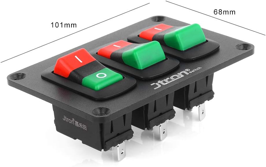 Buy 1 get 1 DC14V Universal Car Panel Switch,Jtron 3-in-1 Racing Car Panel Combination Toggle Switch Ignition On Off Engine Start Push Button for RV Yacht Modification(12-14v 21A/Red+Green)