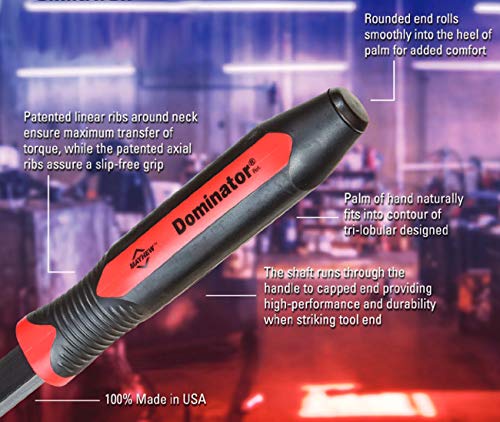 Image of Mayhew Tools 14107 Dominator Pro Straight Pry Bar, 36 inch, Black | Fully Heat-Treated Steel, Strikeable Cap & Shock-Absorbing Ergonomic Handle
