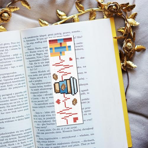 Image of FREEBLOSS 6 Set Cafeteria Cross Stitch Bookmark Stamped Cross Stitch Kit with Coffe&Books Patterns Embroidery Kit with Instruction DIY Bookmark Kit for Gift Adults 8.67''x3''