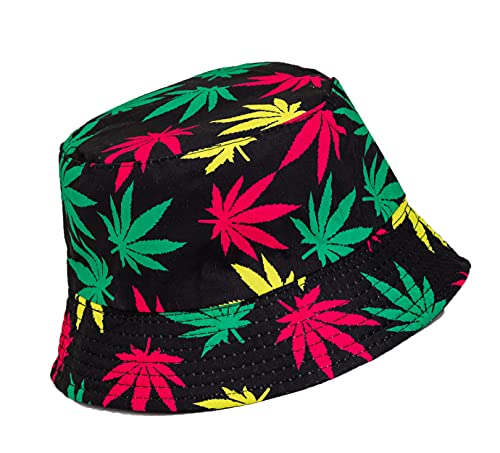 KGM Accessories Chapeau de Soleil Multicolore avec Feuilles de Chanvre et Seau de Cannabis Cover
