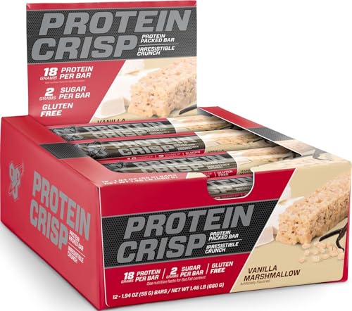 Image of BSN Protein Crisp Bar, 18g Protein, Gluten Free, Vanilla, 12 Count