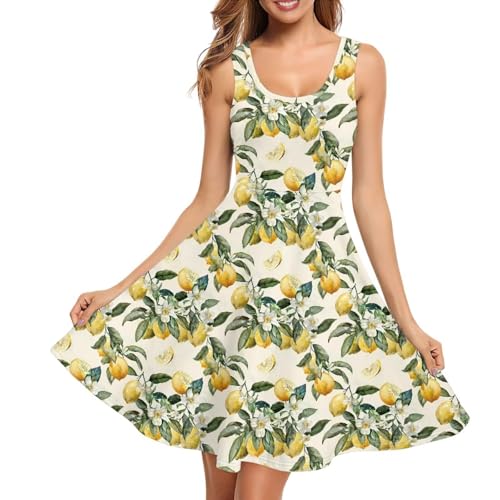 Image of Women Stylish Tank Dresses Sleeveless Round Neck Midi Casual Dress with Pocket for Summer