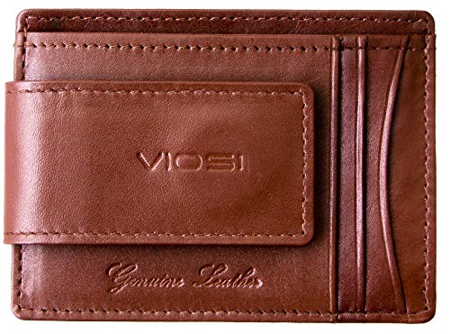 VIOSI Money Clip Slim Leather Wallet For Men Front Pocket RFID Blocking Card Holder With Rare Earth Magnets - Thumbnail 3