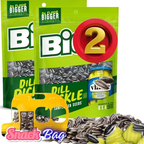 (PACK OF 2) Big Sunflower Seed Dill Pickle Spears Roasted - Comes With One Bus Resealable ZipBag (2 Bags, Dill Pickle)