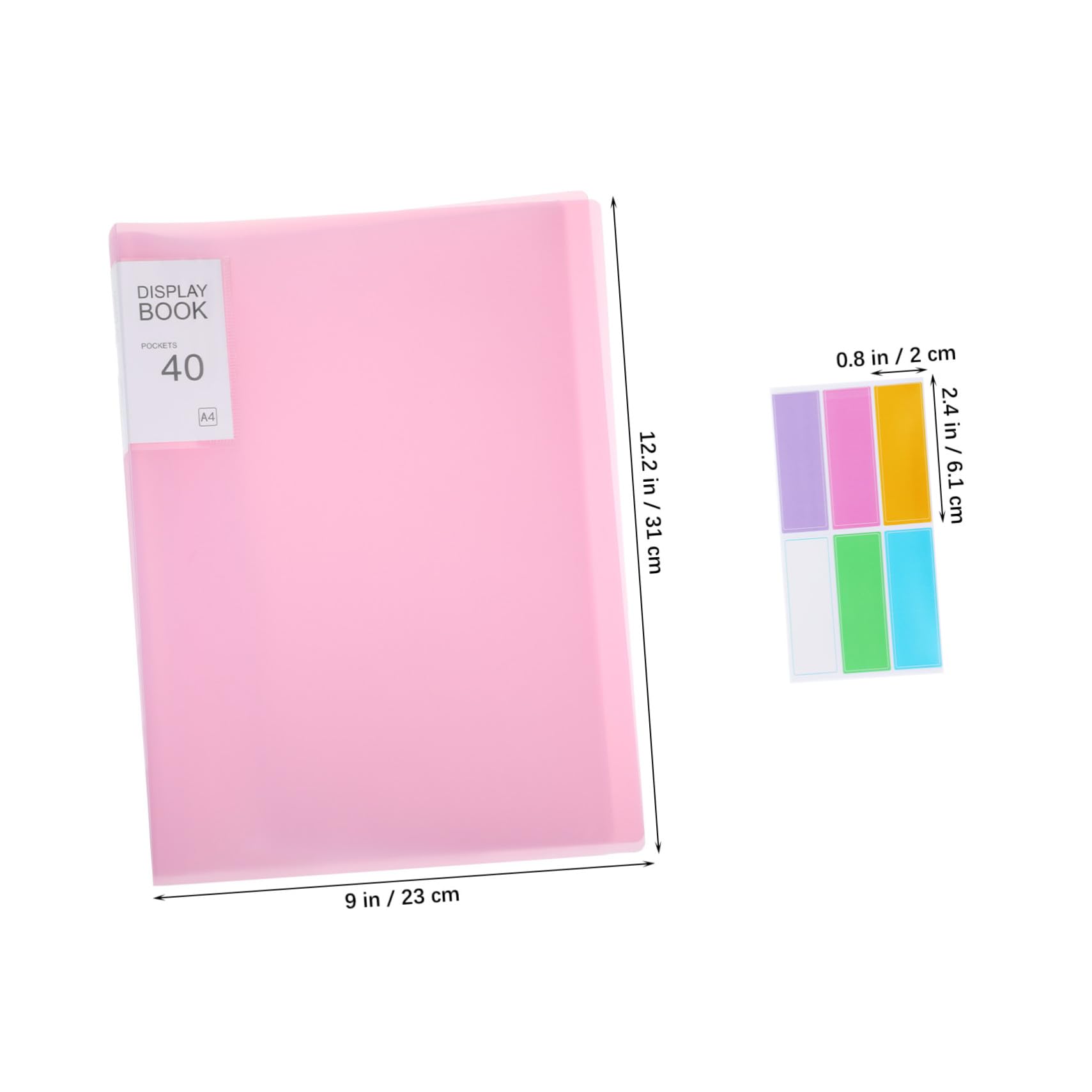 5pièces Chemise à Pochettes Transparentes avec Étiquettes Adhésives Pochette Plastique pour Classeur Organisateur de Dossiers pour Documents et Œuvres Art