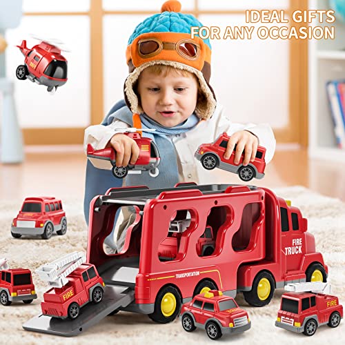 Temi Toddler Truck Boy Toys For Kids 3-5 Years - 7 Pack Friction Power Vehicle Car Toy For Toddlers 1-3, Carrier Truck Toys For 3 4 5 6 Years Old Boys Girl, Christmas Birthday Gifts For Age 3-9 #TOP3