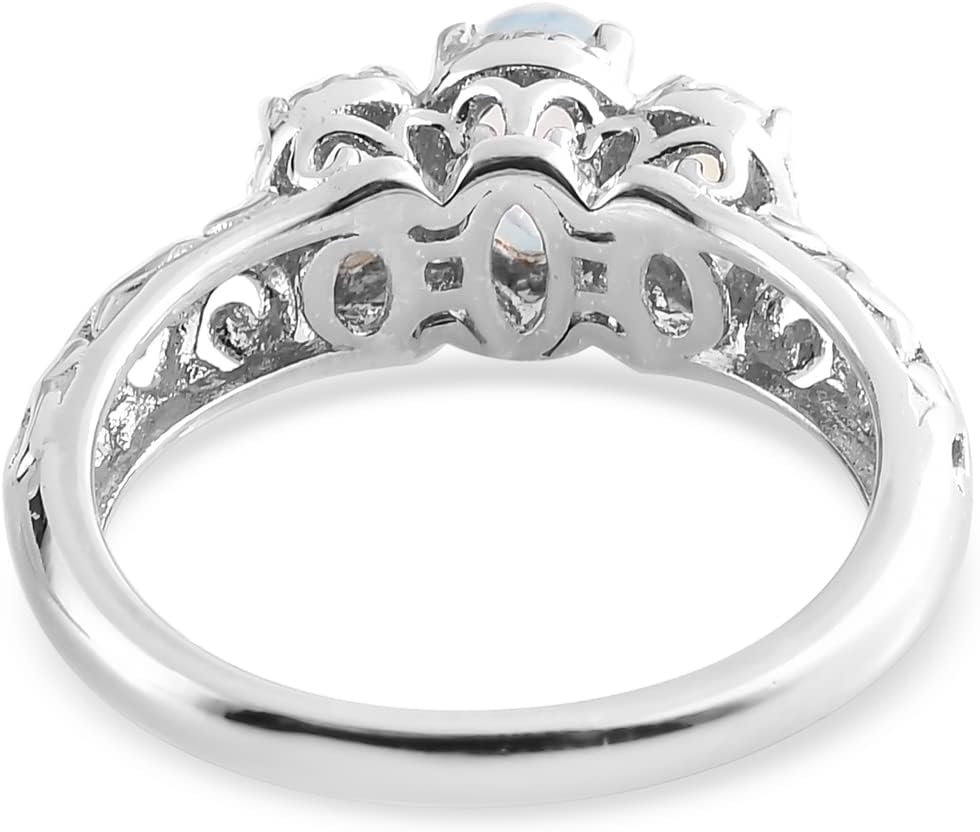 3 Birthstone Rings for Women in 925 Sterling Silver with Platinum Plating - Mothers Daughters Promise Engagement Rings - Gemstones Jewelry for Her Birthday Anniversary Wedding Gifts for Women