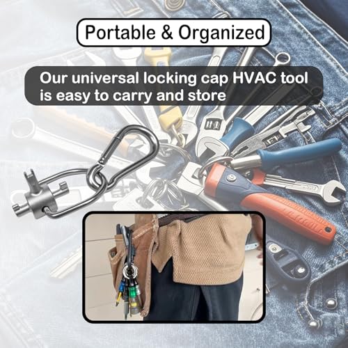 Image of HVAC Locking Cap Key, Locking Cap Tools for 410A & R22 Refrigerant Safety Caps, HVAC 3-in-1 Key for Vacuum Caps, Tamper-Resistant (3 Bits)