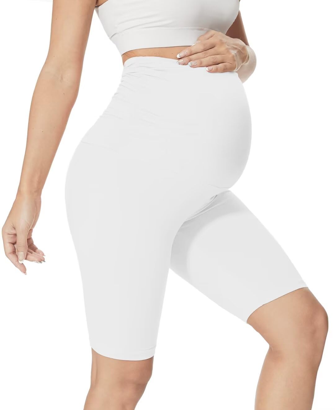 QGGQDD Maternity Biker Shorts Over Belly High Waisted for Pregnancy Yoga Workouts — view 10